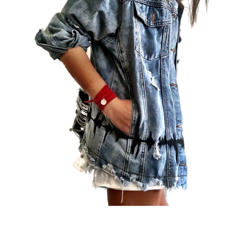 Distressed Blue Denim Jacket - Picture 4 of 5